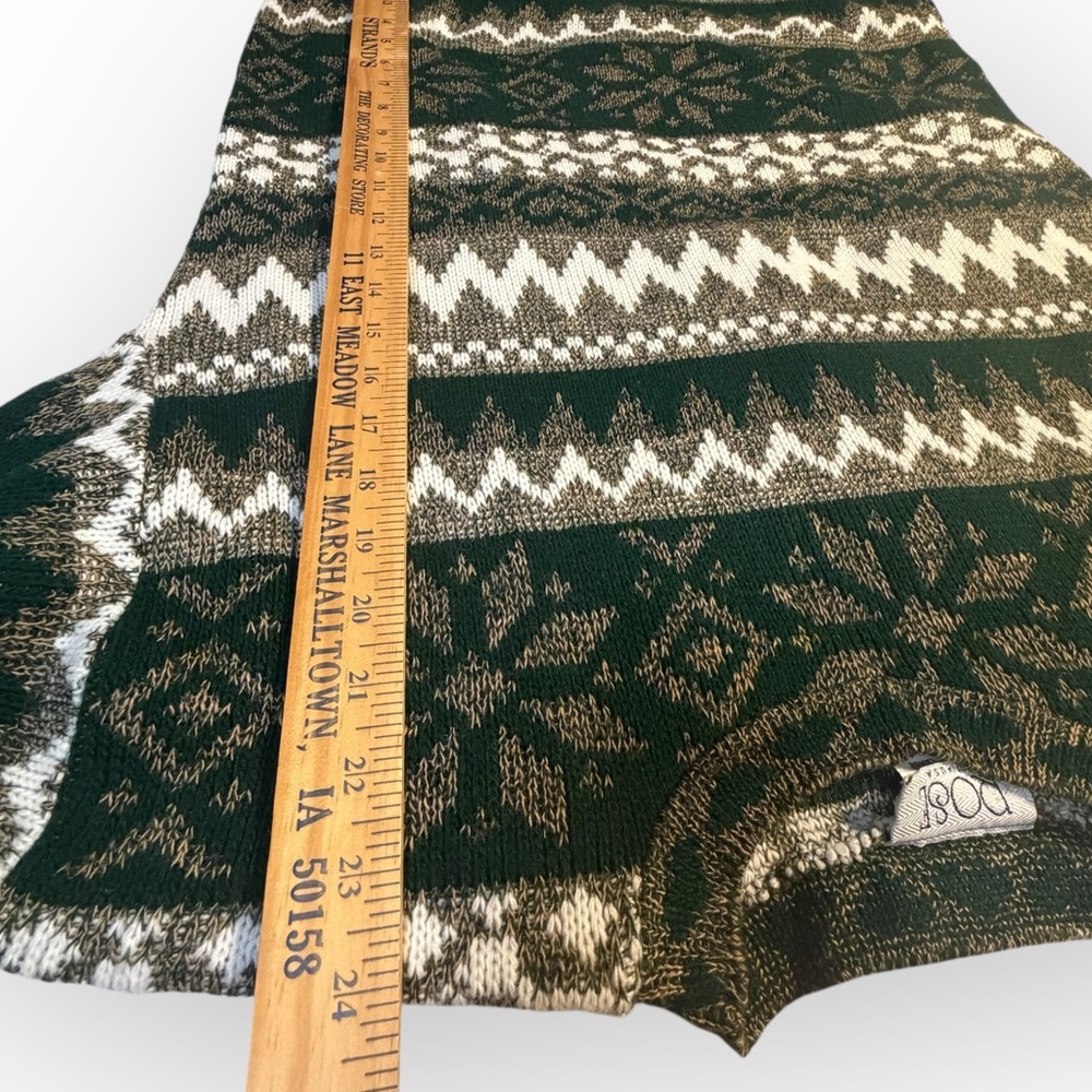 Vintage Holiday‎ Sweater Womens L Snowflake Fair Isle Pullover Green Nature Rose - Picture 7 of 8